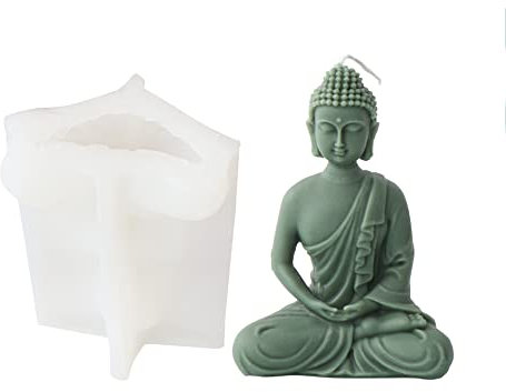 Xidmold Moule 3D Bouddha en Silicone pour Savon et Bougies - Figurine à la Cire de Soja (D)