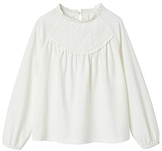 Vertbaudet Mädchen Langarm-Blusenshirt mit Lochstickerei
