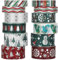 lyroiphic Weihnachten Washi Tape Set - 12 Rollen Dekoratives Klebeband mit silberne Folie, Perfekt für Bullet Journal, Weihnachtskarte, Geschenkverpackungen