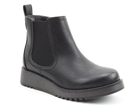 Heavenly Feet Rolo 2 Black Ankle Wedge Boots for Women UK – Lightweight Vegan Friendly Chelsea Boots with Memory Foam Footbed, Elastic Panel, Side Zip & Pull Tab, Fall Shoes