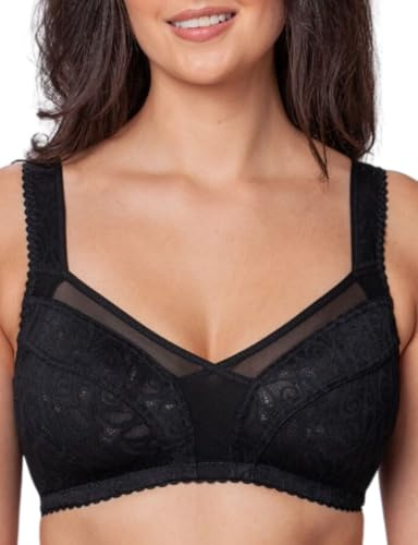 Kudreshov Lingerie BH Damen Mary ohne Bügel Große Größen– Rückenverschluss–Entlastungs BH ohne Bügel Große Größen–Minimizer BH– BH Breite Träger