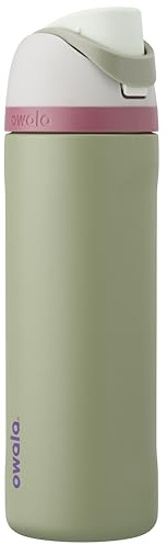 Owala FreeSip Insulated Stainless Steel Water Bottle with Straw for Sports and Travel, BPA-Free, 24-oz, Grey/Green (Neo Sage)