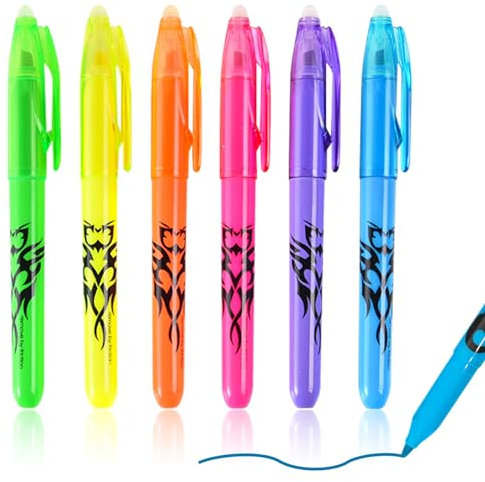 RUCUDIM Radierbarer Textmarker 6 Stück Löschbarer Textmarker Stift, Textmarker Set Leuchtstifte, Bibel Marker Stifte für Kinder Erwachsene Studenten Schule Büromaterial