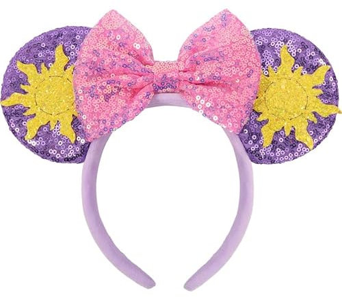 HXPLN Mouse Ears Headband, Princess Ears Glitter Headband for Adult Women Girls Parks Ears for Trips Party Cosplay Costume Accessories