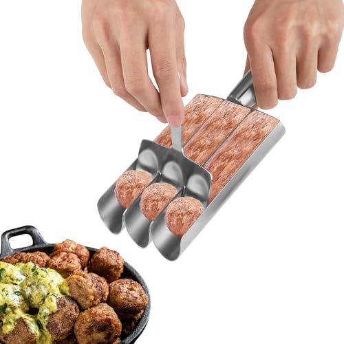 Máquina para Hacer Albóndigas Triple con Pala para Cortar, Fabricante de Albóndigas Herramientas Manuales para Hacer Albóndigas para Sorbete de Masa de Galletas de Cocción Rápida (Tres Tubos)