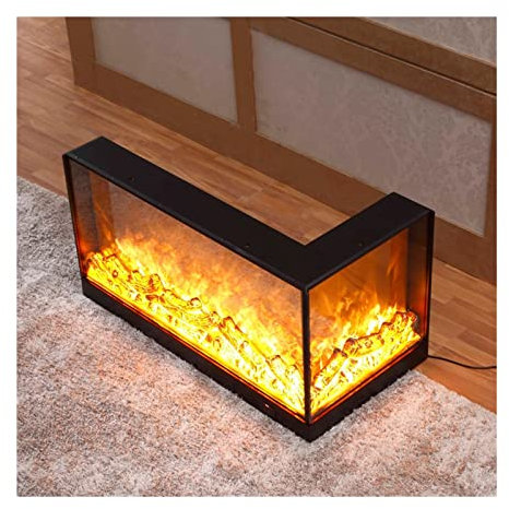 Chimenea Eléctrica Decorativa Chimenea de esquina en la pared Chimenea eléctrica empotrada Chimenea eléctrica decorativa con chimenea de leña realista y control remoto, Chimenea de esquina en forma de