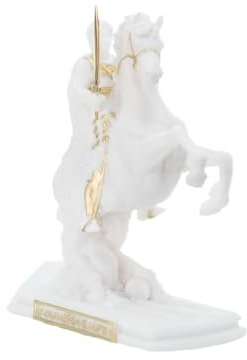 ArtCulture Alexander der Große Bucephalus Statue für Heimdekor-Accessoires,white handgefertigte weiße Figur, handbemalt, griechische Mythologie, authentische Mythologie-Ornamente
