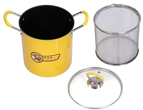 Mini Marmite avec Panier, Friteuse 3 L avec Panier Passoire, Petite Marmite à Frites, Marmite à Frites en Inox, Japonaise pour Tous Feux Dont Plaque à Induction