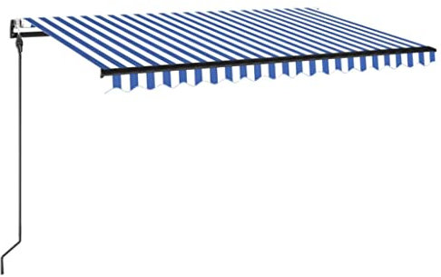 Willood Automatische Markise mit LED & Windsensor Blau 450 x 300 cm Balkon terrasse ausziehbar