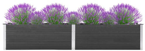 ShGaxin Garten-Hochbeet 200x50x54 cm WPC Grau, Palettenrahmen, Hochteich, Gemüsebeet, Kräuterregal Balkon, Blumenbeet, Kräuterspirale, Tomatenbeet, Pflanzhochbeet - 318095