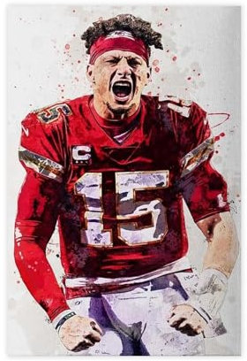 Patrick Mahomes American Football Quarterback Schlafsaal, Schlafzimmer, Wandkunst-Deco-Poster, Leinwand-Poster, Schlafzimmerdekoration, Landschaft, Büro, Raumdekoration, Geschenk, 30 x 45 cm