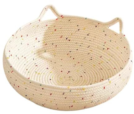 Lit Panier Rond pour Chaton – Lit pour Chat en Corde de Coton tissée | Lit Panier Respirant pour Chat | Lits pour Chiens en Corde de Coton Lavable, nid de Chat tissé à Fond antidérapant pour Chiot et