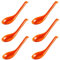 Rice Spoons Ramen Noodle Soup Ladle Red Soup Spoons Serving Spoons Chinese Won Ton Soup Spoon Asian Plain Style Soup Spoons (6, Orange)