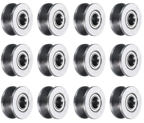 QUARKZMAN 12 Stück Kugellager V624ZZ V-Nut-Führungsrillenlager 4x13x6mm Kugellager aus Kohlenstoffstahl für Umlenkrollen