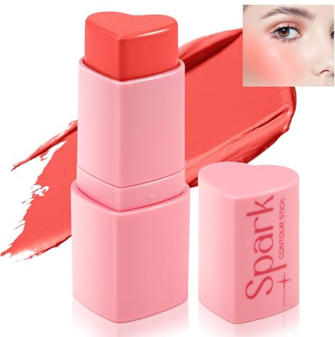 Boobeen Blush Cream Contour Stick, Multi-Use Makeup Blusher für Wangen, mischbar, leichte lang anhaltende Farbe natürliche Blush Makeup Stick für Augen Lippen und Gesicht, matt und taufrisch Finish
