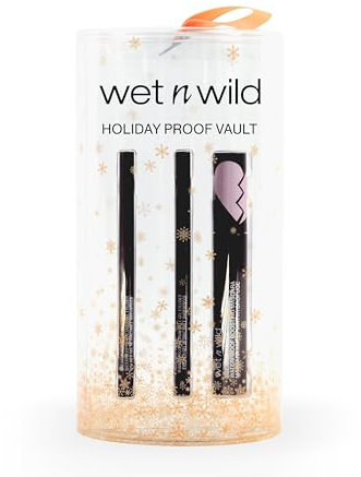 Wet n Wild Holiday Proof Vault, Set Regalo in 3-Pezzi Con Mascara Nero Impermeabile e 2 Eyeliner Impermeabili, Altamente Pigmentato, Formula Leggera Arricchita con Olio di Ricino e Vitamina E