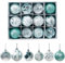 Christmas Tree Baubles and Decorations - Blue, Burgundy, Sage Green, and White Ornaments for Holiday Decor