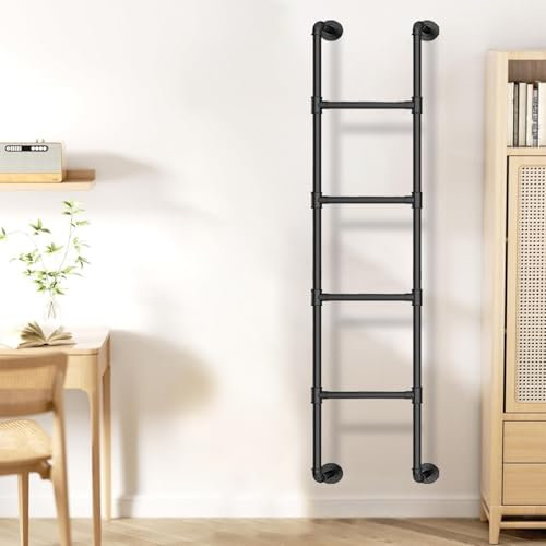 HUJIEAAA An der Wand montierte Trittleiter aus Metall, robuste Notausstiegsleiter für Fensterschachteinstieg, multifunktionale Hochbett-Schlafsaal-Etagenleiter, Sicherheitskletterleiter (29