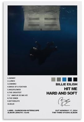 Raatrey Billie Poster Eilish Music Album 2024 Signed Music Posters for Room Aesthetic Canvas Wall Art Bedroom Decor08x12inch(20x30cm)