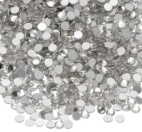 PATIKIL 4320Pcs SS6 Round Flatback Crystal 2.0-2.1mm Glass Rhinestones Gems Diamonds for DIY Crafts Clothes Shoes Nail Art Decoration, Clear