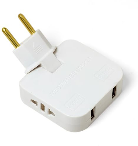1 Pc Prise Plate avec 2 Prises 220V et 2 USB, Connexion Pivotante 180°, Adaptateur Européen et Américain pour Espaces Réduits,Voleur Multiple Plat Mural,Derrière Meuble