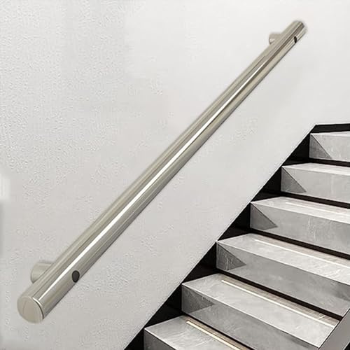 Pasamanos redondo cepillado de acero inoxidable para escalones interiores y exteriores, 330 cm