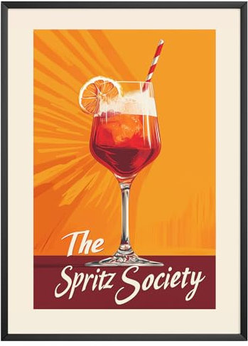 MJ-GRAPHICS® Poster Aperol Spritz Bild Cocktail Poster Trendige Retro Kunstdruck Küche Deko Bar Esszimmer Poster Küchenwandbilder Spritz Cocktail-Liebhaber Drink Poster - A3 ohne Rahmen
