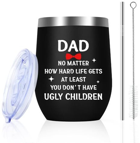 Gifts for Dad from Daughter Son Kids Funny Dad Christmas Gifts Birthday Gift for Men Daddy Stepdad Father-in-Law Daddy Travel Mug Stainless Steel Insulated Wine Tumbler Coffee Cups Fathers Day