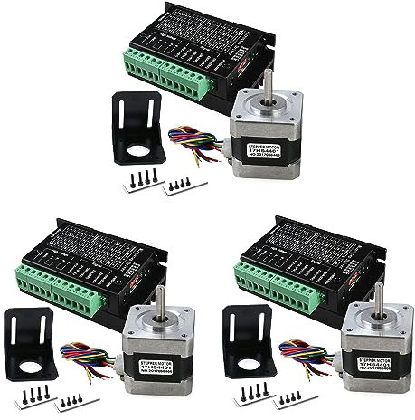 Kznifmk 3X TB6600 4A 9-42V Driver CNC Stepper Motor Controller CNC con Motore Passo Nema 17 Bipolare 1.7A 40N.cm Holding Torque E Staffa di Montaggio per Stampante 3D Hobby Router CNC