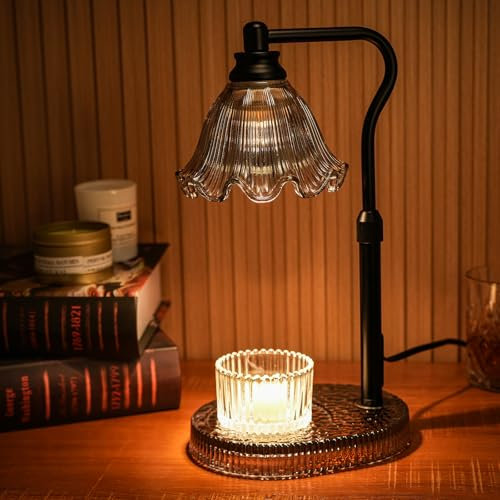 Candle Warmer Lamp with Adjustable Height - Flameless 4-Level Dimmable Wax Warmer, Timer Function & Stylish Design in Multiple Colors