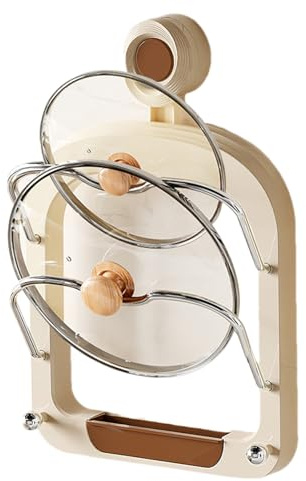Youngwier Topfdeckelhalter Wand, Hanging Pot Lid Holder, 31.5x20.8x3.5cm Pot Lid Organizer, Hängende Topfdeckel Halter Für Schrank, Hängende Topfdeckel Rack Saugnapf Topfdeckelhalter Deckelhalter Wand