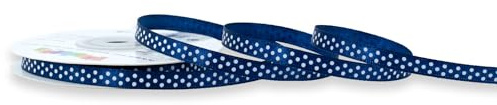 Creativery Satinband mit Punkten 6mm x 25m Rolle - Farbauswahl in 6/12/38mm - farbecht & waschbar - Schleifenband für Hochzeit - Geschenkband zum Verpacken Dekorieren Basteln - Dunkelblau 370