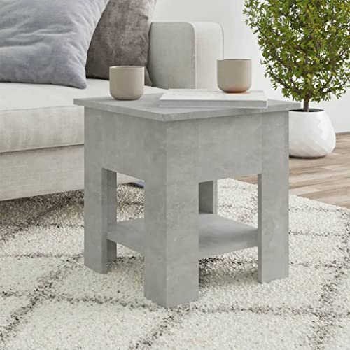 40x40x42cm Industrieller Couchtisch - Grauer Zement & Holz, moderne Wohnzimmermöbel, kleiner Akzenttisch mit Ablage für Heimdekoration, stilvoller niedriger Tisch