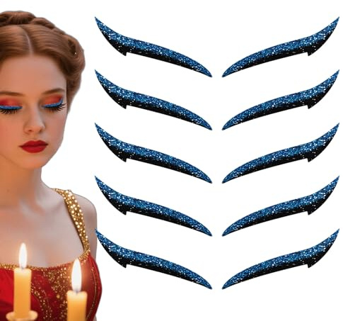 Acunny Toppe adesive per eyeliner da donna, adesivi per ombretto da donna, 10 pezzi, strisce eyeliner impermeabili, per ballo e palcoscenico, trucco occhi