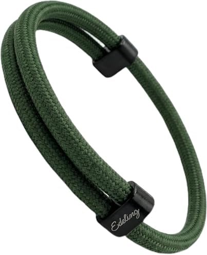 Paracord Armband Herren & Damen - Minimalistisch, Surfer, Outdoor & Segeltau Style - verstellbare Armbänder für Männer, Frauen, Pärchen, Jungs, Mädchen - Surferarmband, Stoff (dunkelgrün)