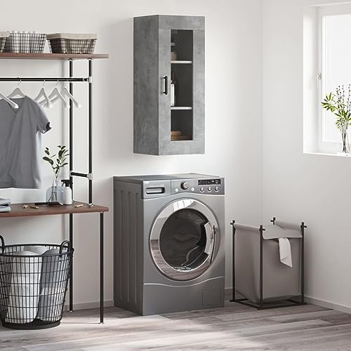 RMIHSJG Wandschrank Betongrau 34,5x34x90 cm Hängeschrank mit Tür aus Holzwerkstoff für viel Stauraum, Montage an der Wand, praktisches Design für Wohnzimmer, Schlafzimmer,