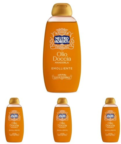 Neutro Roberts Olio Doccia con Olio di Mandorla, Ottimo per Pelli Delicate, Formula Emolliente e Tonificante per una Pelle Morbida e Sana, Deterge e Idrata, Non Unge, Flacone da 250 ml
