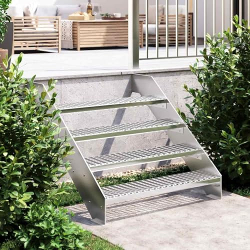 Teenpull Gitterroststufe 90x24x7 cm aus verzinktem Stahl, rutschfeste Treppenstufen für sicheren Treppenschutz, robuste Stufen für Treppen, wetterfest, 38x34mm Maschenweite