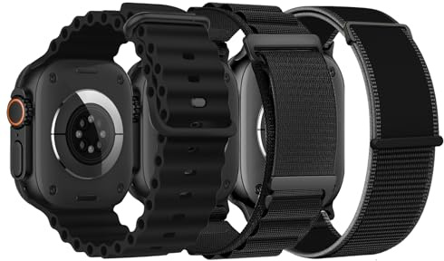 3 Stück Sport Armband Kompatibel mit Apple Watch Ultra 3/2/1 49mm 46mm 45mm 44mm Herren Damen, Alpine Loop/Trail Loop/Ocean Weiches Atmungsaktives Armbänder für iWatch Series 11 10 SE 9 8 7 6 5 4