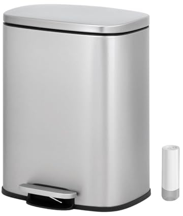 Vidacharmy - Cubo de Basura para Cocina 20 L Cubo de Reciclaje - Acero Inoxidable Antihuella - Tapa de Cierre Suave y Silencioso, Papelera de Cocina y Baño, 20 Bolsas de Basura