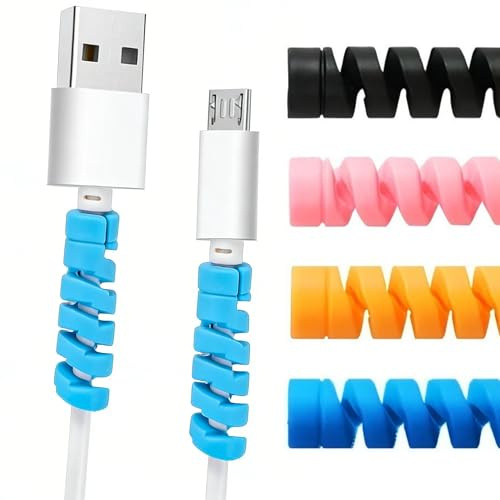 32 Pcs Silicone Cable Protectors – Colourful Spiral Cord Saver for Phone Charger Leads – Flexible USB Cable Protector Sleeves, Anti Bend Support for Mobile, Laptop and Headphones