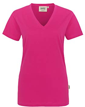 HAKRO Damen V-Shirt „Classic“ - 126 - magenta - Größe: XL