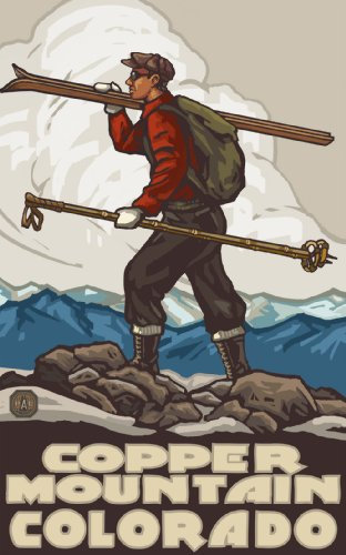 Northwest Art Mall Copper Mountain Colorado Skifahrer mit Skier SCS Wall Art von Paul A. Lanquist, 28 x 43 cm