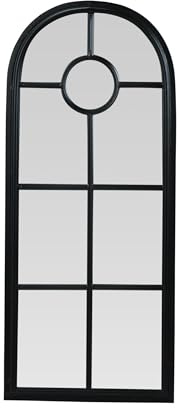 Creative Co-op Metallo Finestra Vetro Specchio con Cornice, Colore: Nero