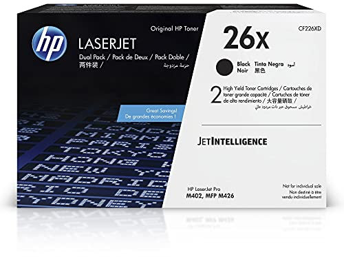 HP 26X (CF226XD) Multipack Original Toner (2x Schwarz) mit hoher Reichweite für HP Laserjet Pro M402, HP Laserjet Pro M426 , 2 Stück (1er Pack)