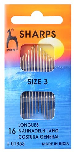 Pony Hand Sewing Needles Sharps: Size 3, Multi-Colour