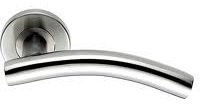 6 x Sets Lever on Rose Curved Door Handles - Satin Stainless Steel