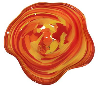CRISTALICA Gartenblüte Blume Gartendekoration Glas Mundgeblasen Rot Orange 22 cm inkl. Stab