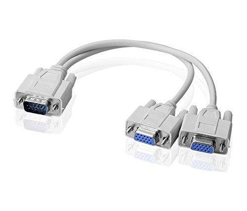 HDEO - Adaptateur répartiteur de 15 Broches mâle/2 Femelle Splitter S de répartiteur VGA Câble Y