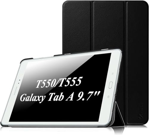 Fintie Hülle für Samsung Galaxy Tab A 9.7 Zoll T550N / T555N Tablet-PC - Ultra Schlank Superleicht Ständer SlimShell Cover Schutzhülle Etui mit Auto Schlaf/Wach Funktion, Schwarz